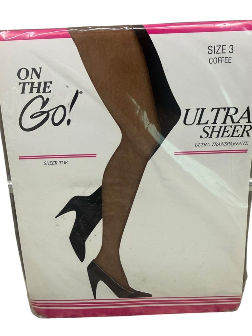 On The Go! Pantyhose Size 3 Coffee Ultra Sheer USA Sheer Toe